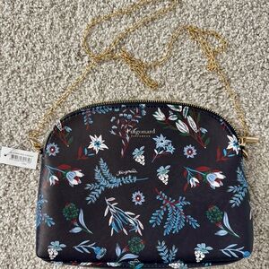 Vegan Black Floral Women's Bag gold chain